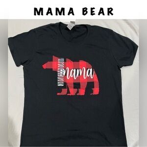 MAMA BEAR Buffalo Check red plaid Matching Family T-Shirt size L NWT